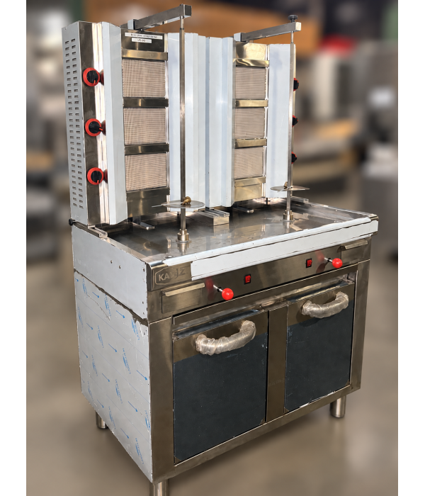 Double Doner Kebab Grill with Storage Cabinet - 6 Burner LPG Gas - Image 2