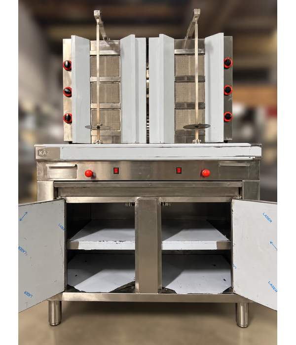Double Doner Kebab Grill with Storage Cabinet - 6 Burner LPG Gas - Image 3